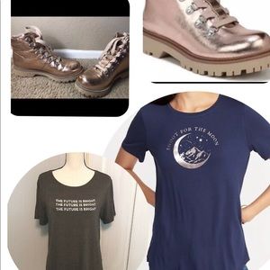 Rose gold combat boots with rose gold belt